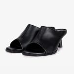 Black Open Toe Heeled Mules