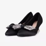 Black Crystal Bow Heels