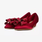 Red Ribbon Bow Low Heels