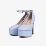 Women Platform Ankle Strap Heels (Blue)