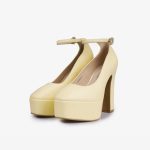 Women Platform Ankle Strap Heels (Yellow)