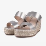 Silver Espadrille Wedge Sandals