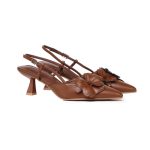 Women Floral Slingback Heels (Brown)